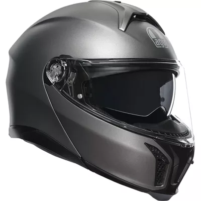 AGV Tourmodular en gris mat, de trois quarts avant
