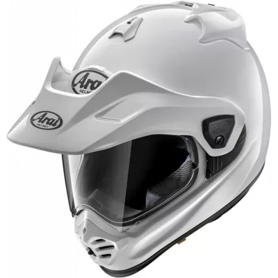 Arai Tour X5 en blanc, de trois quarts avant