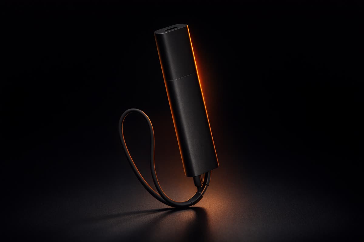 Invoxia Pro en lumière studio, sur le fond du banc