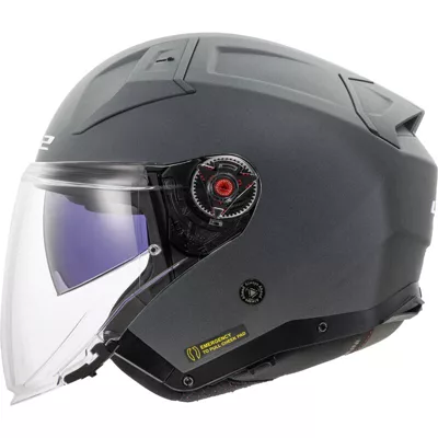LS2 Infinity 2 en gris mat, de trois quarts avant