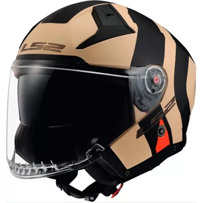 LS2 Infinity 2 en matt sand, de trois quarts avant
