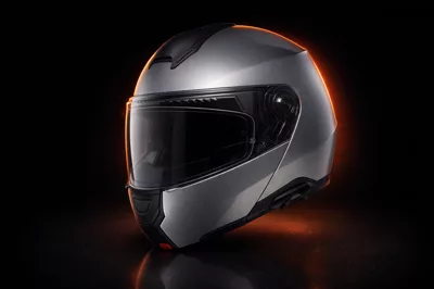 Schuberth Concept en lumière studio, sur le fond du banc