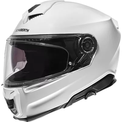 Schuberth S3 en blanc, de trois quarts avant
