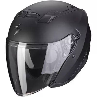 Scorpion EXO-230 en noir mat, de trois quarts avant