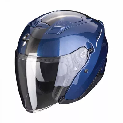 Scorpion EXO-230 en bleu anthracite, de trois quarts avant