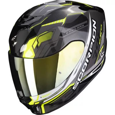 Scorpion EXO-391 en noir jaune fluo, de trois quarts avant