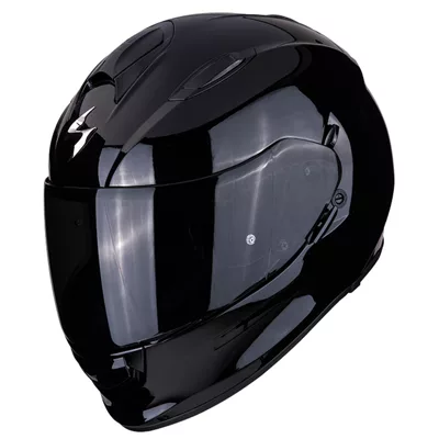 Scorpion EXO-491 en noir brillant, de trois quarts avant