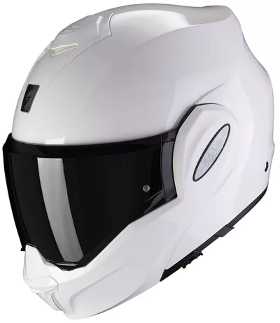 Scorpion EXO-Tech Evo en blanc, de trois quarts avant