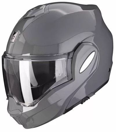 Scorpion EXO-Tech Evo en gris ciment, de trois quarts avant