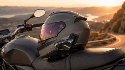 Sena 50S sur casque, prêt à rouler