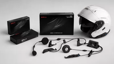 Contenu du kit Sena SRL3 : module, haut-parleurs, micros et supports