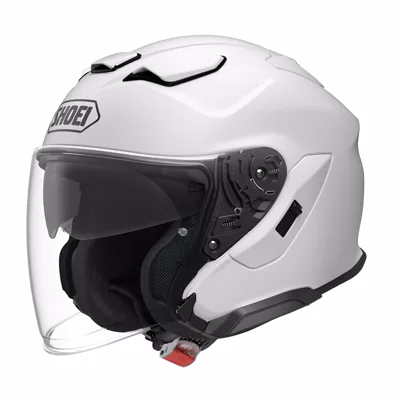 Shoei J-Cruise 3 en blanc, de trois quarts avant