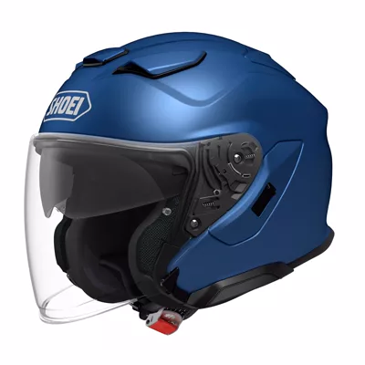 Shoei J-Cruise 3 en bleu mat, de trois quarts avant