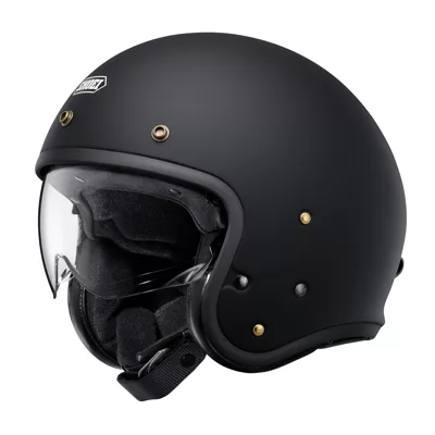 Shoei J.O2 en noir mat, de trois quarts avant