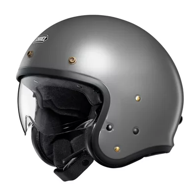 Shoei J.O2 en basalt gris, de trois quarts avant