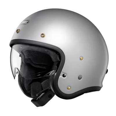 Shoei J.O2 en argent, de trois quarts avant
