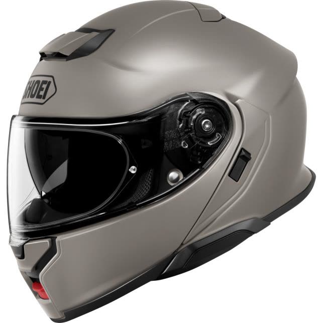 Shoei Neotec 3 en gris brillant chalk grey, de trois quarts avant