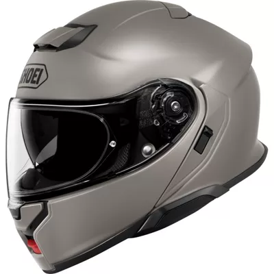 Shoei Neotec 3 en gris brillant chalk grey, de trois quarts avant