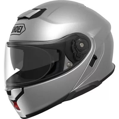 Shoei Neotec 3 en argent, de trois quarts avant