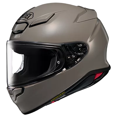 Shoei NXR2 en gris brillant chalk grey, de trois quarts avant